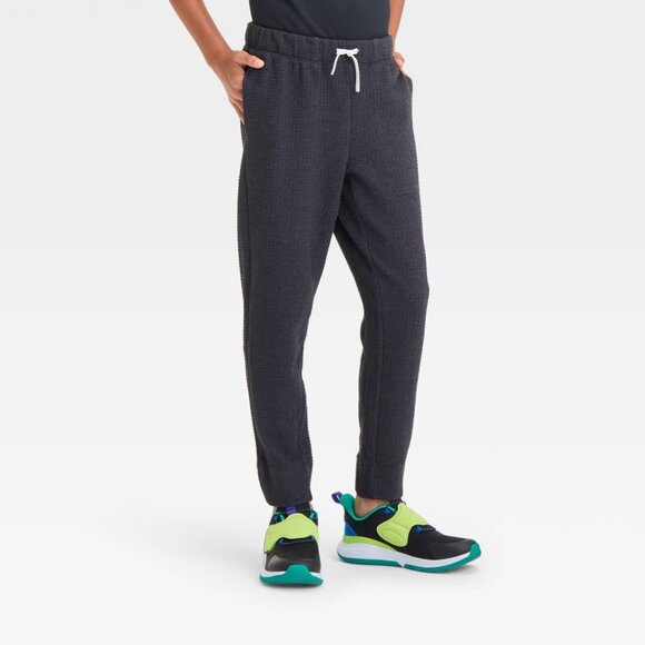 NEW Boys' Pebble Textured Jogger Pants - All In Motion™ Black XL - Picture 1 of 6